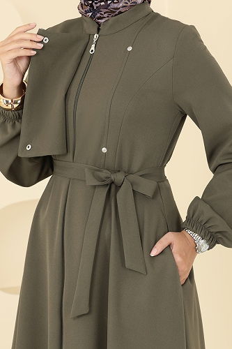 moda selvim Abaya 2726SL432 Light Khaki - Thumbnail