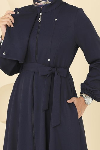 moda selvim Abaya 2726SL432 Navy Blue - Thumbnail