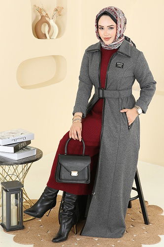 moda selvim عباءة رمادي 2731SL432 - Thumbnail