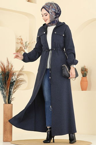 moda selvim Abaya 2737SL432 Navy Blue - Thumbnail