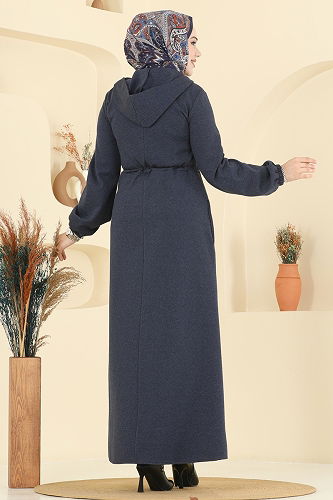 moda selvim Abaya 2737SL432 Navy Blue - Thumbnail