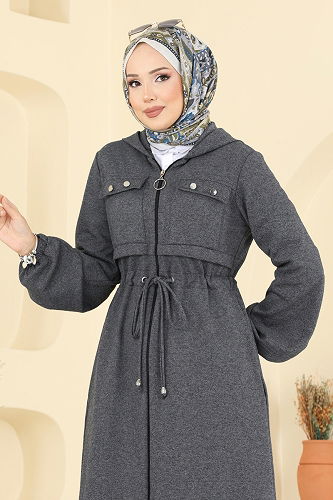 moda selvim عباءة رمادي 2738SL432 - Thumbnail