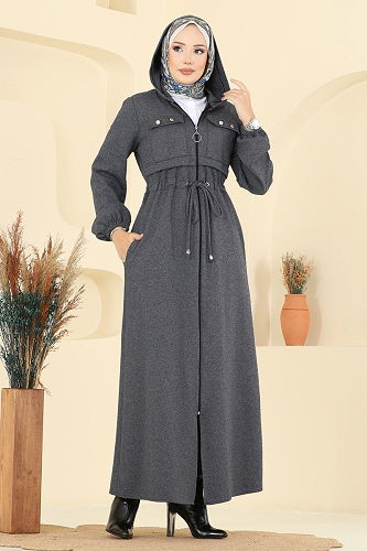 moda selvim عباءة رمادي 2738SL432 - Thumbnail