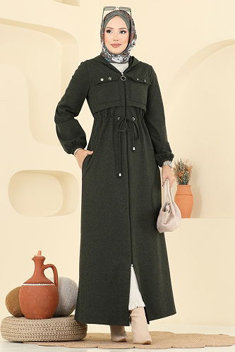moda selvim Abaya 2738SL432 Khaki - Thumbnail