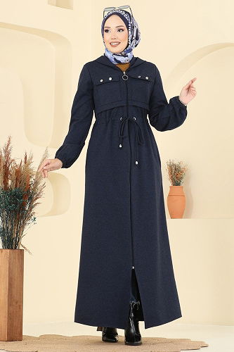 moda selvim Abaya 2738SL432 Navy Blue - Thumbnail