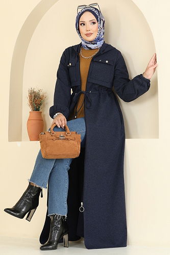 moda selvim عباءة كحلي 2738SL432 - Thumbnail