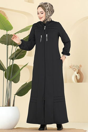 moda selvim Abaya 2739SL432 Black - Thumbnail