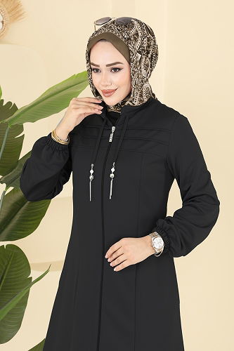 moda selvim Abaya 2739SL432 Black - Thumbnail