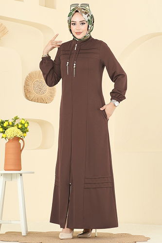 moda selvim Abaya 2739SL432 Brown - Thumbnail
