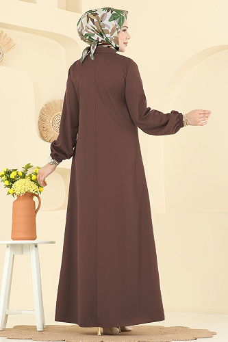 moda selvim Abaya 2739SL432 Brown - Thumbnail