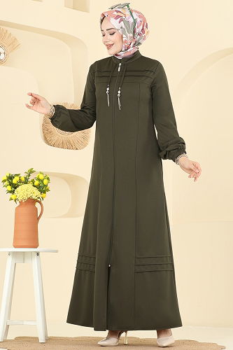 moda selvim Abaya 2739SL432 Khaki - Thumbnail