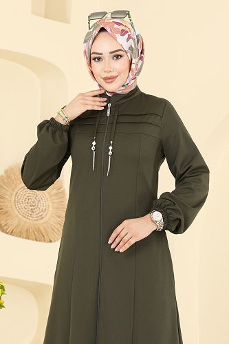 moda selvim Abaya 2739SL432 Khaki - Thumbnail