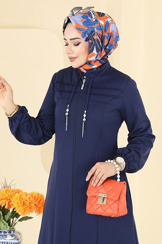 moda selvim Abaya 2739SL432 Navy Blue - Thumbnail