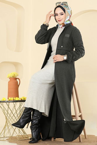 moda selvim Abaya 2753SL432 Khaki - Thumbnail