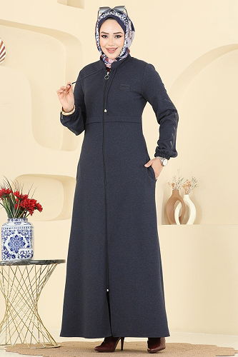 moda selvim Abaya 2753SL432 Navy Blue - Thumbnail