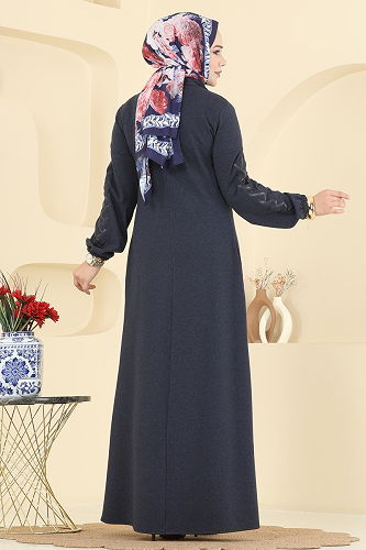 moda selvim Abaya 2753SL432 Navy Blue - Thumbnail