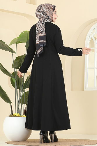 moda selvim Abaya 2756SL432 Black - Thumbnail
