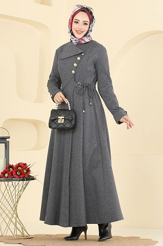 moda selvim عباءة رمادي 2756SL432 - Thumbnail