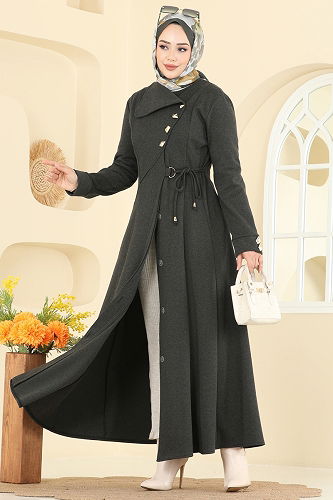 moda selvim Abaya 2756SL432 Khaki - Thumbnail