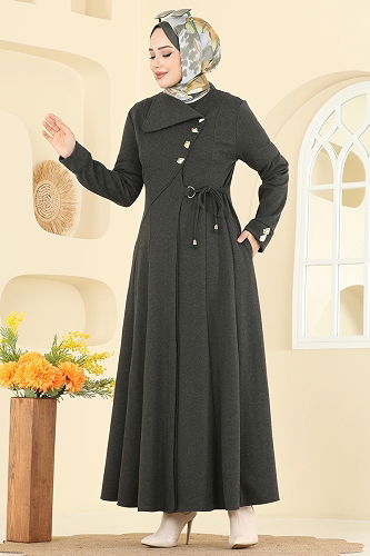 moda selvim Abaya 2756SL432 Khaki - Thumbnail