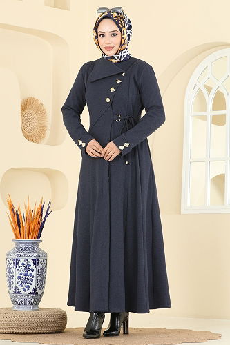 moda selvim Abaya 2756SL432 Navy Blue - Thumbnail