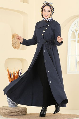 moda selvim عباءة كحلي 2756SL432 - Thumbnail