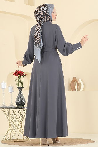 moda selvim Abaya 2760SL432 Anthracite - Thumbnail