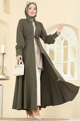 moda selvim Abaya 2760SL432 Khaki - Thumbnail