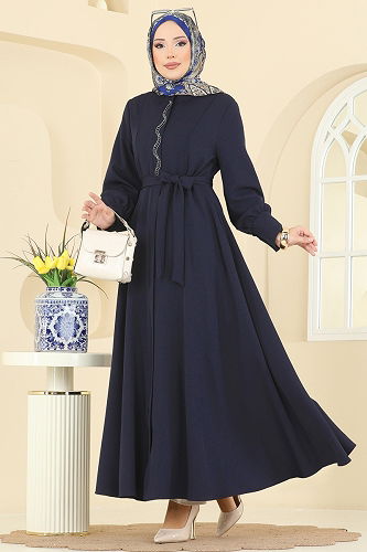 moda selvim Abaya 2760SL432 Navy Blue - Thumbnail