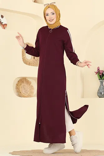 moda selvim Abaya 2762SL432 Burgundy - Thumbnail
