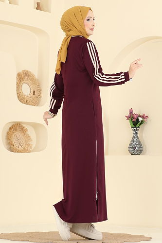 moda selvim Abaya 2762SL432 Burgundy - Thumbnail