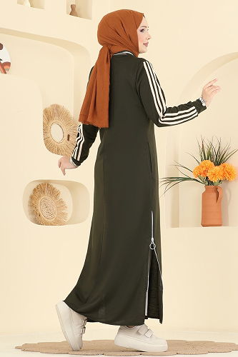 moda selvim Abaya 2762SL432 Khaki - Thumbnail