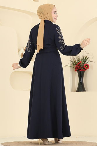 moda selvim عباءة كحلي 2768SL432 - Thumbnail