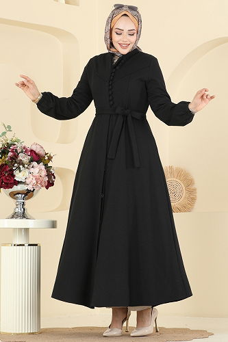 moda selvim Abaya 2769SL432 Black - Thumbnail