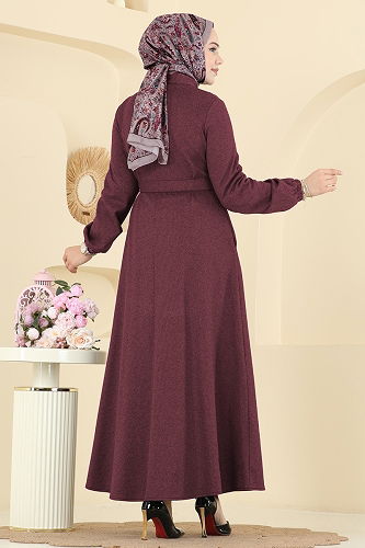 moda selvim Abaya 2769SL432 Burgundy - Thumbnail