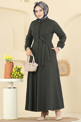 moda selvim عباءة اخضر عفني 2769SL432 - Thumbnail