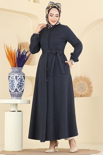moda selvim Abaya 2769SL432 Navy Blue - Thumbnail