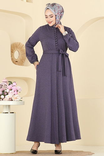 moda selvim Abaya 2769SL432 Purple - Thumbnail
