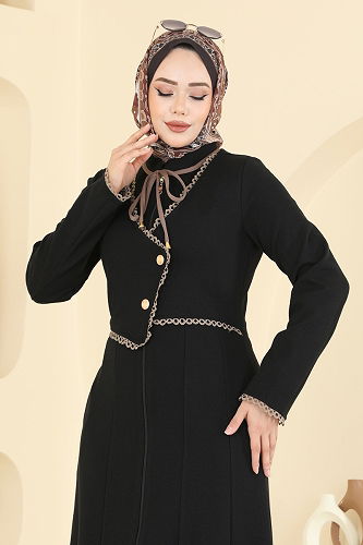 moda selvim Abaya 2771SL432 Black - Thumbnail