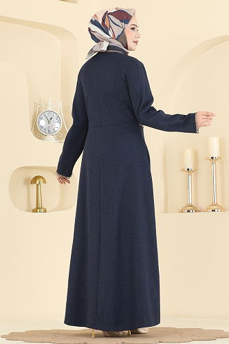 moda selvim Abaya 2771SL432 Navy Blue - Thumbnail