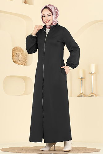 moda selvim Abaya 2779SL432 Black - Thumbnail
