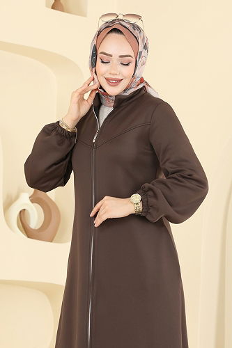 moda selvim Abaya 2779SL432 Brown - Thumbnail