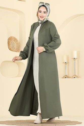 moda selvim Abaya 2779SL432 Khaki - Thumbnail