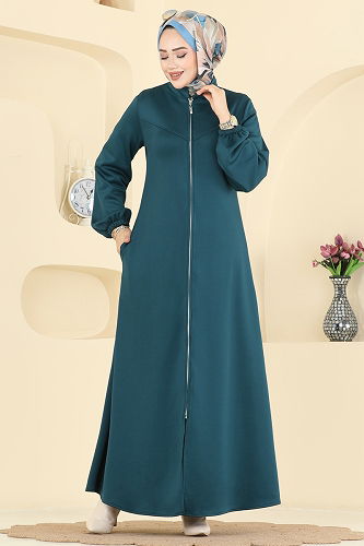 moda selvim عباءة بترولي 2779SL432 - Thumbnail