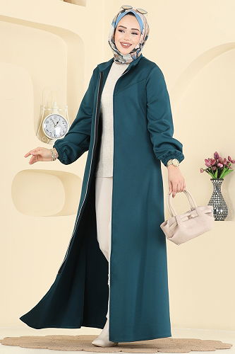 moda selvim عباءة بترولي 2779SL432 - Thumbnail