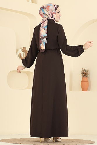 moda selvim Abaya 2783SL432 Bitter Brown - Thumbnail