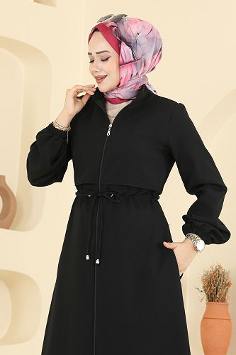 moda selvim Abaya 2783SL432 Black - Thumbnail