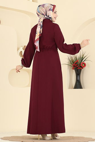 moda selvim Abaya 2783SL432 Burgundy - Thumbnail