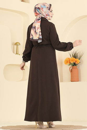 moda selvim Abaya 2784SL432 Bitter Brown - Thumbnail