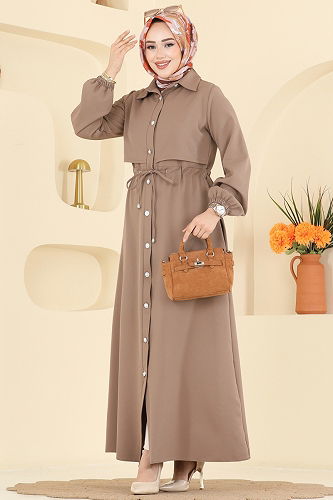 moda selvim Abaya 2784SL432 Dark Vision - Thumbnail